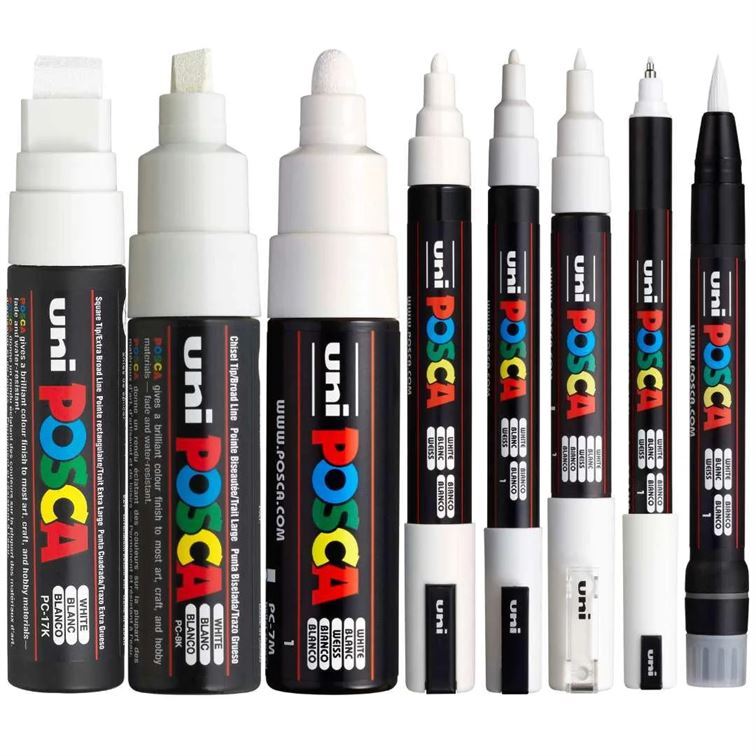 Set Posca 7 pointes assorties Blanc 