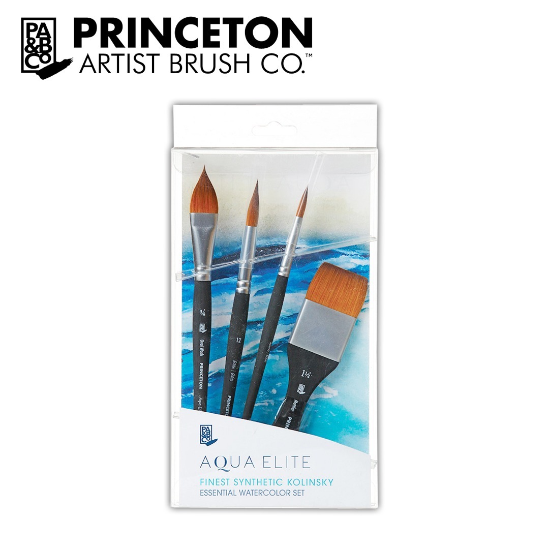  Princeton Artist Brush Co. Aqua Elite Professional Watercolor  Paint Brushes 4850 Series - 4pc Synthetic Kolinsky Sable Watercolor Brush  Set - Watercolor or Gouache Brushes - Artist Paint Brushes