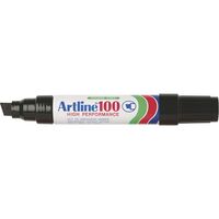ARTLINE 100 PERMANENT MARKERS GIANT CHISEL 7.5-12MM BLACK BOX OF 6 OF ONE COLOUR
