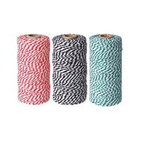 BAKERS TWINE SET OF 3 X 100 MTR ROLLS RED/WH, GREEN/WH, BLACK/WH