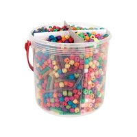 Bucket Of Assorted Plastic Beads 655G