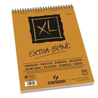 CANSON WHITE DRAWING & ART BOOK XL RANGE 90GSM PAD - SPIRAL BOUND 120 SHEETS XL EXTRA WHITE A4