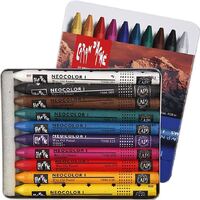 CARAN D ARCHE NEOCOLOUR 1 WAX/OIL CRAYONS TIN OF 10 ASSORTED COLOURS