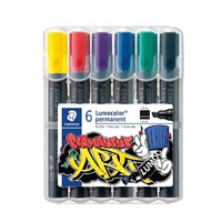 Staedtler Permanent Markers Chisel Tip Set Of 6 Assorted Colours