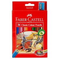 FABER-CASTELL CLASSIC RED RANGE COLOURED PENCILS BOX OF 36 ASSORTED COLOURS