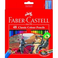 FABER-CASTELL CLASSIC RED RANGE COLOURED PENCILS BOX OF 48 ASSORTED COLOURS