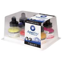 Daler Rowney Aquafine Watercolour Ink Starter Set 6 X 29.5Ml + Marker