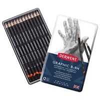 DERWENT GRAPHIC PENCIL SETS, TECHNICAL TIN OF 12 ASSORTED DEGREES
