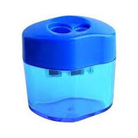 DOUBLE HOLE PLASTIC PENCIL SHARPENER WITH SHAVINGS CATCHER