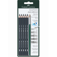 FABER-CASTELL WATER SOLUBLE GRAPHITE PENCIL SET OF 5 WITH BRUSH