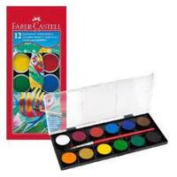 FABER CASTELL WATERCOLOUR PAN SET OF 12 ASSORTED COLOURS
