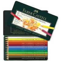 FABER-CASTELL POLYCHROMOS ARTISTS QUALITY PENCILS TIN BOX OF 12 ASSORTED COLOURS