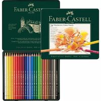 FABER-CASTELL POLYCHROMOS ARTISTS QUALITY PENCILS TIN BOX OF 24 OF ASSORTED COLOURS