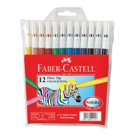 FABER-CASTELL STUDENT FINE TIP FELT PENS SET OF 12 ASSORTED COLOURS