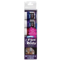 Derivan Facepaint Set Butterflies & Flowers. 5 X 40Ml Paints With Brushes & Applicator