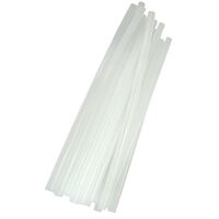 HOT MELT GLUE STICKS LARGE 1KG BAG (APPROX 33 STICKS) CLEAR TO FIT LARGE GLUE GUN. CLEAR IS SUITABLE FOR FABRIC, PAPER & PLASTIC