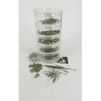JEWELLERY MAKING ESSENTIALS KIT SILVER IN STACKABLE CONTAINER