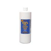 KIDS P.V.A. GLUE 1LITRE. SUITABLE FOR PAPER, CLOTH & WOOD YET WASHES OFF HANDS AND CLOTHES EVEN WHEN DRY.