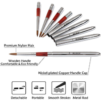Meeden Artists Travel Brush Set of 5 in Leather Pouch 