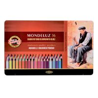 MONDELUZ WATERSOLUBLE COLOURING PENCILS TIN OF 36