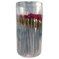 NAM BRUSH CANISTER SET OF 72. 12 each of RUBY TAKLON round 10/04 .flat 614. angular 1/4 and #2 filbe