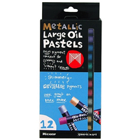 MICADOR LARGE OIL PASTELS METALLIC BOX OF 12 ASSORTED