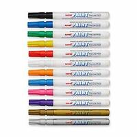 UNI PAINT MARKER BULLET TIP, OIL BASED BOX OF 12 ASSORTED COLOURS