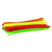 PIPE CLEANERS FLUOROESCENT 6MM X 30CM PACKET OF 100 ASSORTED COLOURS