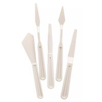 PLASTIC PAINTING KNIVES SET OF 5 X 100MM (3 PAINTING KNIVES & 2 PALETTE KNIVES)