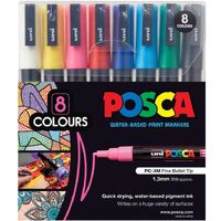 Posca Fine Markers Basic Colours set of 8 asstd