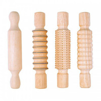 ROLLING PIN WOODEN DESIGNERS SET OF 4 (3 PATTERNED AND 1 PLAIN ROLLER)