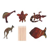 SCRATCH ART AUSTRALIAN ANIMALS PACKET OF 30 8CM - 12CM WITH 30 TOOLS