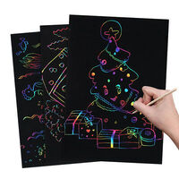 SCRATCH ART PAPER A4 SHEETS OF RAINBOW PAPER WITH BLACK COATING PACKET OF 12 SHEETS