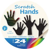 SCARTCHART HANDS 12.5-19CM 4 DESIGNS PACKET OF 24 WITH TOOLS