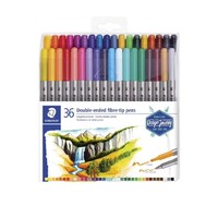 STEADTLER DOUBLE-ENDED FIBRE TIP PEN SET OF 36 DIFFERENT COLOUR 3MM AND 0.5-.08MM