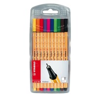 STABILOPOINT 88 WALLET OF 10 .4MM FINELINE MARKERS ASSORTED COLOURS