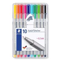 STAEDTLER TRIPLUS MARKERS 0.4MM TIP PACKET OF 10 ASSORTED COLOURS