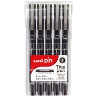 Uni Pin Fine Line Pin-200 Wallet Of 5 Assorted 