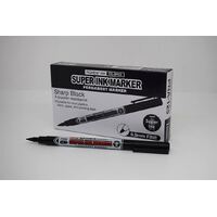 Uni Super Ink Black Marker Oil Based .9Mm Tip Box Of 12