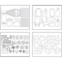 Vcd Rendering Template A3 Packet Of 4 Designs Isometric,Oblique Grids,Landscape And Common Objects