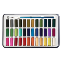 Watercolour Pan Set of 36 in Metal Case and Brush 