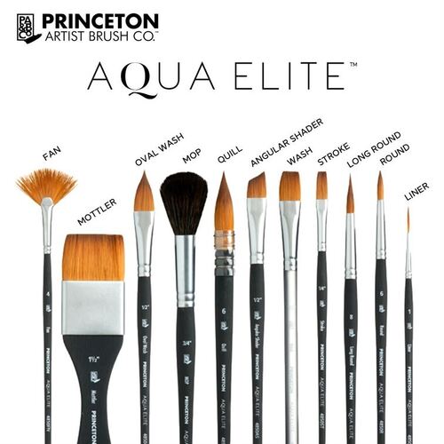 Princeton Aqua Elite Series 4850 Synthetic Kolinsky Watercolor Paint Brush Angle Shader 1/2 inch